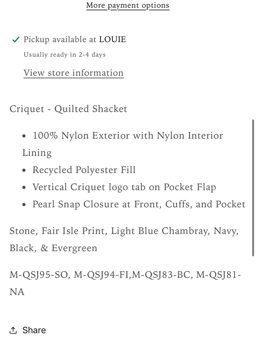 Criquet Quilted Shacket in Navy Blue- worn ONCE - Picture 7 of 7